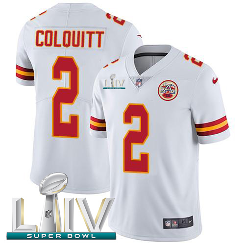 Kansas City Chiefs Nike 2 Dustin Colquitt White Super Bowl LIV 2020 Men Stitched NFL Vapor Untouchable Limited Jersey